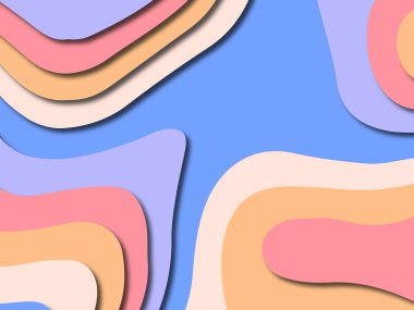 Renkli oyma sanat. Kağıt arka plan şekilleri kesim kağıdı ile kesin. İş sunumları, el ilanları, afişler, davetler için şablon tasarım düzen