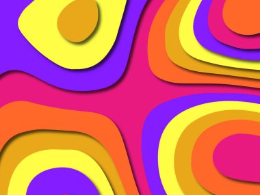 Renkli oyma sanat. Kağıt arka plan şekilleri kesim kağıdı ile kesin. İş sunumları, el ilanları, afişler, davetler için şablon tasarım düzen