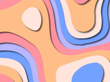 Renkli oyma sanat. Kağıt arka plan şekilleri kesim kağıdı ile kesin. İş sunumları, el ilanları, afişler, davetler için şablon tasarım düzen