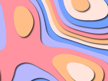 Renkli oyma sanat. Kağıt arka plan şekilleri kesim kağıdı ile kesin. İş sunumları, el ilanları, afişler, davetler için şablon tasarım düzen