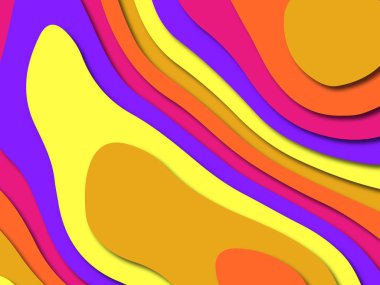 Renkli oyma sanat. Kağıt arka plan şekilleri kesim kağıdı ile kesin. İş sunumları, el ilanları, afişler, davetler için şablon tasarım düzen