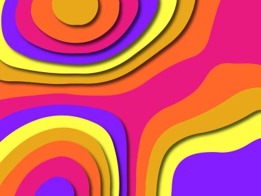 Renkli oyma sanat. Kağıt arka plan şekilleri kesim kağıdı ile kesin. İş sunumları, el ilanları, afişler, davetler için şablon tasarım düzen