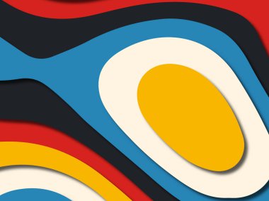 Renkli oyma sanat. Kağıt arka plan şekilleri kesim kağıdı ile kesin. İş sunumları, el ilanları, afişler, davetler için şablon tasarım düzen