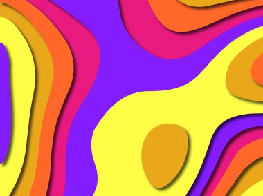 Renkli oyma sanat. Kağıt arka plan şekilleri kesim kağıdı ile kesin. İş sunumları, el ilanları, afişler, davetler için şablon tasarım düzen