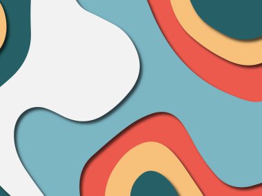 Renkli oyma sanat. Kağıt arka plan şekilleri kesim kağıdı ile kesin. İş sunumları, el ilanları, afişler, davetler için şablon tasarım düzen