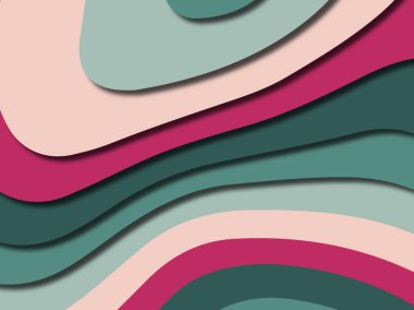 Renkli oyma sanat. Kağıt arka plan şekilleri kesim kağıdı ile kesin. İş sunumları, el ilanları, afişler, davetler için şablon tasarım düzen