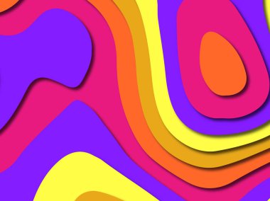 Renkli oyma sanat. Kağıt arka plan şekilleri kesim kağıdı ile kesin. İş sunumları, el ilanları, afişler, davetler için şablon tasarım düzen