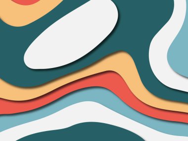 Renkli oyma sanat. Kağıt arka plan şekilleri kesim kağıdı ile kesin. İş sunumları, el ilanları, afişler, davetler için şablon tasarım düzen