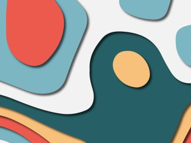 Renkli oyma sanat. Kağıt arka plan şekilleri kesim kağıdı ile kesin. İş sunumları, el ilanları, afişler, davetler için şablon tasarım düzen