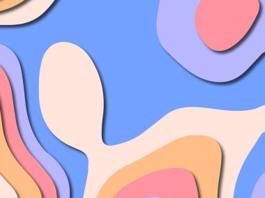 Renkli oyma sanat. Kağıt arka plan şekilleri kesim kağıdı ile kesin. İş sunumları, el ilanları, afişler, davetler için şablon tasarım düzen