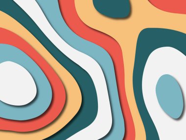 Renkli oyma sanat. Kağıt arka plan şekilleri kesim kağıdı ile kesin. İş sunumları, el ilanları, afişler, davetler için şablon tasarım düzen