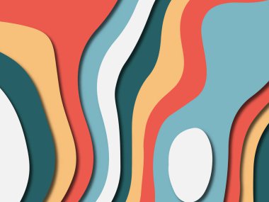 Renkli oyma sanat. Kağıt arka plan şekilleri kesim kağıdı ile kesin. İş sunumları, el ilanları, afişler, davetler için şablon tasarım düzen