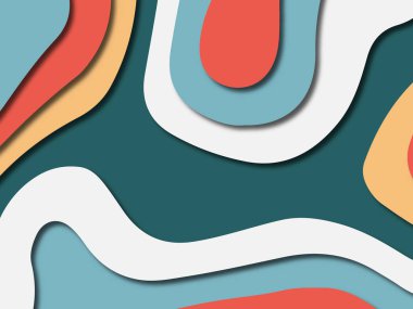 Renkli oyma sanat. Kağıt arka plan şekilleri kesim kağıdı ile kesin. İş sunumları, el ilanları, afişler, davetler için şablon tasarım düzen