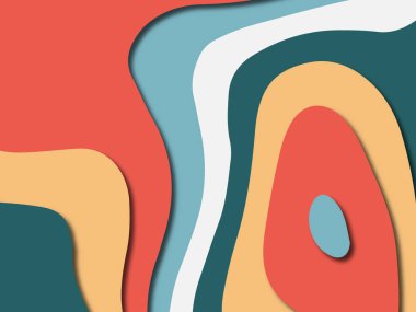 Renkli oyma sanat. Kağıt arka plan şekilleri kesim kağıdı ile kesin. İş sunumları, el ilanları, afişler, davetler için şablon tasarım düzen