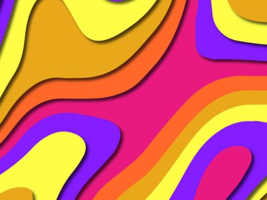 Renkli oyma sanat. Kağıt arka plan şekilleri kesim kağıdı ile kesin. İş sunumları, el ilanları, afişler, davetler için şablon tasarım düzen