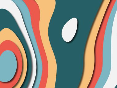 Renkli oyma sanat. Kağıt arka plan şekilleri kesim kağıdı ile kesin. İş sunumları, el ilanları, afişler, davetler için şablon tasarım düzen