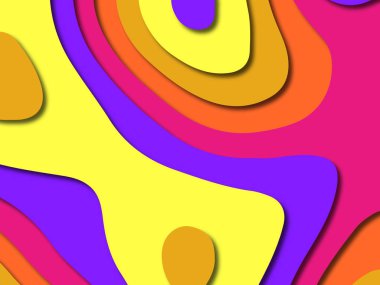 Renkli oyma sanat. Kağıt arka plan şekilleri kesim kağıdı ile kesin. İş sunumları, el ilanları, afişler, davetler için şablon tasarım düzen