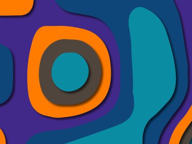 Renkli oyma sanat. Kağıt arka plan şekilleri kesim kağıdı ile kesin. İş sunumları, el ilanları, afişler, davetler için şablon tasarım düzen