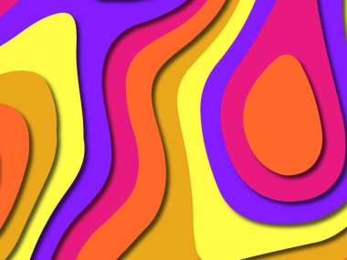 Renkli oyma sanat. Kağıt arka plan şekilleri kesim kağıdı ile kesin. İş sunumları, el ilanları, afişler, davetler için şablon tasarım düzen