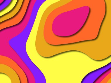 Renkli oyma sanat. Kağıt arka plan şekilleri kesim kağıdı ile kesin. İş sunumları, el ilanları, afişler, davetler için şablon tasarım düzen