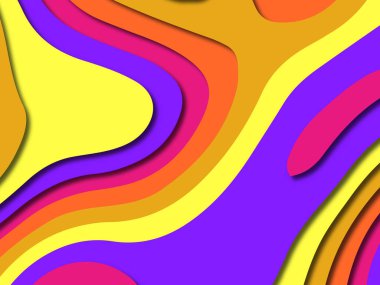 Renkli oyma sanat. Kağıt arka plan şekilleri kesim kağıdı ile kesin. İş sunumları, el ilanları, afişler, davetler için şablon tasarım düzen