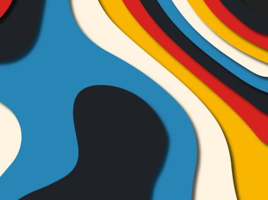 Renkli oyma sanat. Kağıt arka plan şekilleri kesim kağıdı ile kesin. İş sunumları, el ilanları, afişler, davetler için şablon tasarım düzen