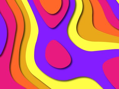 Renkli oyma sanat. Kağıt arka plan şekilleri kesim kağıdı ile kesin. İş sunumları, el ilanları, afişler, davetler için şablon tasarım düzen