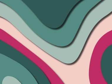 Renkli oyma sanat. Kağıt arka plan şekilleri kesim kağıdı ile kesin. İş sunumları, el ilanları, afişler, davetler için şablon tasarım düzen