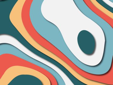 Renkli oyma sanat. Kağıt arka plan şekilleri kesim kağıdı ile kesin. İş sunumları, el ilanları, afişler, davetler için şablon tasarım düzen