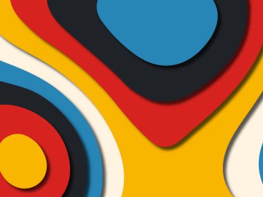 Renkli oyma sanat. Kağıt arka plan şekilleri kesim kağıdı ile kesin. İş sunumları, el ilanları, afişler, davetler için şablon tasarım düzen