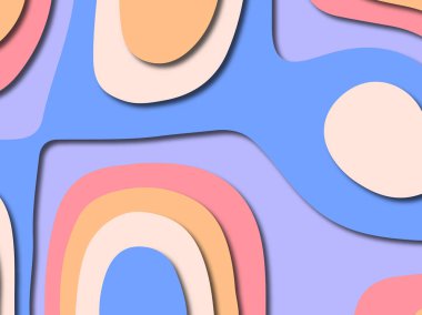 Renkli oyma sanat. Kağıt arka plan şekilleri kesim kağıdı ile kesin. İş sunumları, el ilanları, afişler, davetler için şablon tasarım düzen