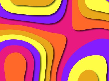 Renkli oyma sanat. Kağıt arka plan şekilleri kesim kağıdı ile kesin. İş sunumları, el ilanları, afişler, davetler için şablon tasarım düzen