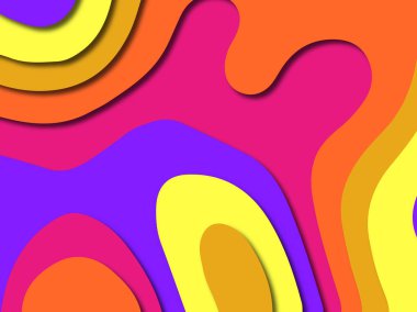 Renkli oyma sanat. Kağıt arka plan şekilleri kesim kağıdı ile kesin. İş sunumları, el ilanları, afişler, davetler için şablon tasarım düzen