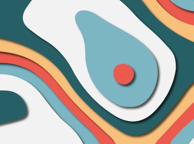 Renkli oyma sanat. Kağıt arka plan şekilleri kesim kağıdı ile kesin. İş sunumları, el ilanları, afişler, davetler için şablon tasarım düzen