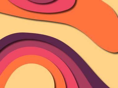 Renkli oyma sanat. Kağıt arka plan şekilleri kesim kağıdı ile kesin. İş sunumları, el ilanları, afişler, davetler için şablon tasarım düzen