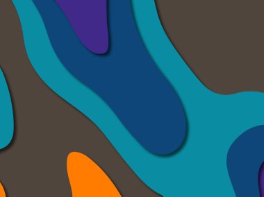 Renkli oyma sanat. Kağıt arka plan şekilleri kesim kağıdı ile kesin. İş sunumları, el ilanları, afişler, davetler için şablon tasarım düzen