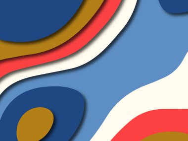 Renkli oyma sanat. Kağıt arka plan şekilleri kesim kağıdı ile kesin. İş sunumları, el ilanları, afişler, davetler için şablon tasarım düzen