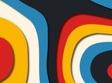 Renkli oyma sanat. Kağıt arka plan şekilleri kesim kağıdı ile kesin. İş sunumları, el ilanları, afişler, davetler için şablon tasarım düzen