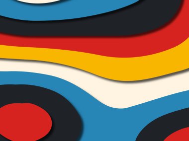 Renkli oyma sanat. Kağıt arka plan şekilleri kesim kağıdı ile kesin. İş sunumları, el ilanları, afişler, davetler için şablon tasarım düzen