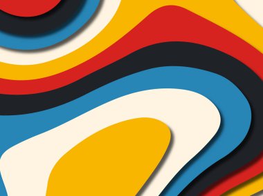 Renkli oyma sanat. Kağıt arka plan şekilleri kesim kağıdı ile kesin. İş sunumları, el ilanları, afişler, davetler için şablon tasarım düzen