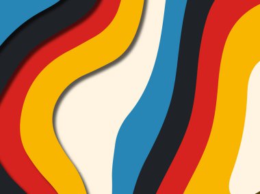 Renkli oyma sanat. Kağıt arka plan şekilleri kesim kağıdı ile kesin. İş sunumları, el ilanları, afişler, davetler için şablon tasarım düzen