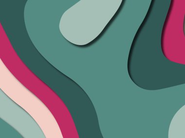 Renkli oyma sanat. Kağıt arka plan şekilleri kesim kağıdı ile kesin. İş sunumları, el ilanları, afişler, davetler için şablon tasarım düzen