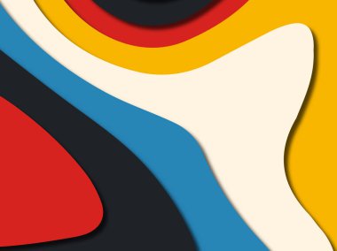 Renkli oyma sanat. Kağıt arka plan şekilleri kesim kağıdı ile kesin. İş sunumları, el ilanları, afişler, davetler için şablon tasarım düzen