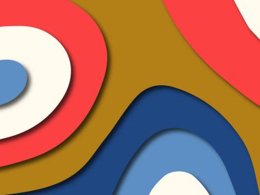 Renkli oyma sanat. Kağıt arka plan şekilleri kesim kağıdı ile kesin. İş sunumları, el ilanları, afişler, davetler için şablon tasarım düzen