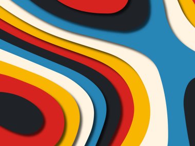 Renkli oyma sanat. Kağıt arka plan şekilleri kesim kağıdı ile kesin. İş sunumları, el ilanları, afişler, davetler için şablon tasarım düzen