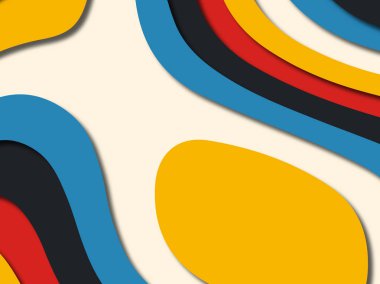 Renkli oyma sanat. Kağıt arka plan şekilleri kesim kağıdı ile kesin. İş sunumları, el ilanları, afişler, davetler için şablon tasarım düzen