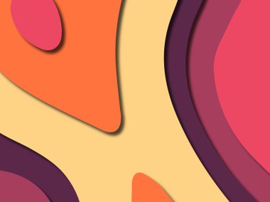 Renkli oyma sanat. Kağıt arka plan şekilleri kesim kağıdı ile kesin. İş sunumları, el ilanları, afişler, davetler için şablon tasarım düzen