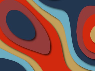 Renkli oyma sanat. Kağıt arka plan şekilleri kesim kağıdı ile kesin. İş sunumları, el ilanları, afişler, davetler için şablon tasarım düzen