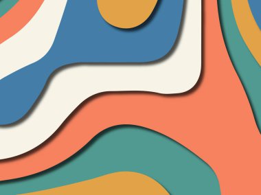 Renkli oyma sanat. Kağıt arka plan şekilleri kesim kağıdı ile kesin. İş sunumları, el ilanları, afişler, davetler için şablon tasarım düzen