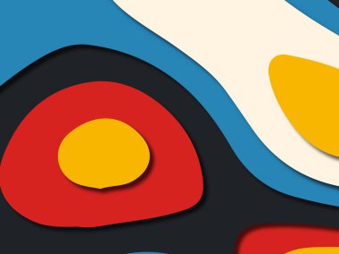 Renkli oyma sanat. Kağıt arka plan şekilleri kesim kağıdı ile kesin. İş sunumları, el ilanları, afişler, davetler için şablon tasarım düzen